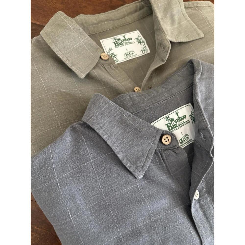 Lot Of 2 Kingston Grange 100% Bamboo Short Sleeve Button Down Shirts